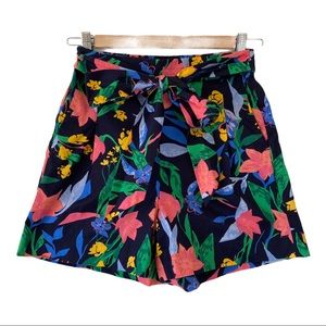 J. Crew High Rise Paper Bag Navy Floral Shorts